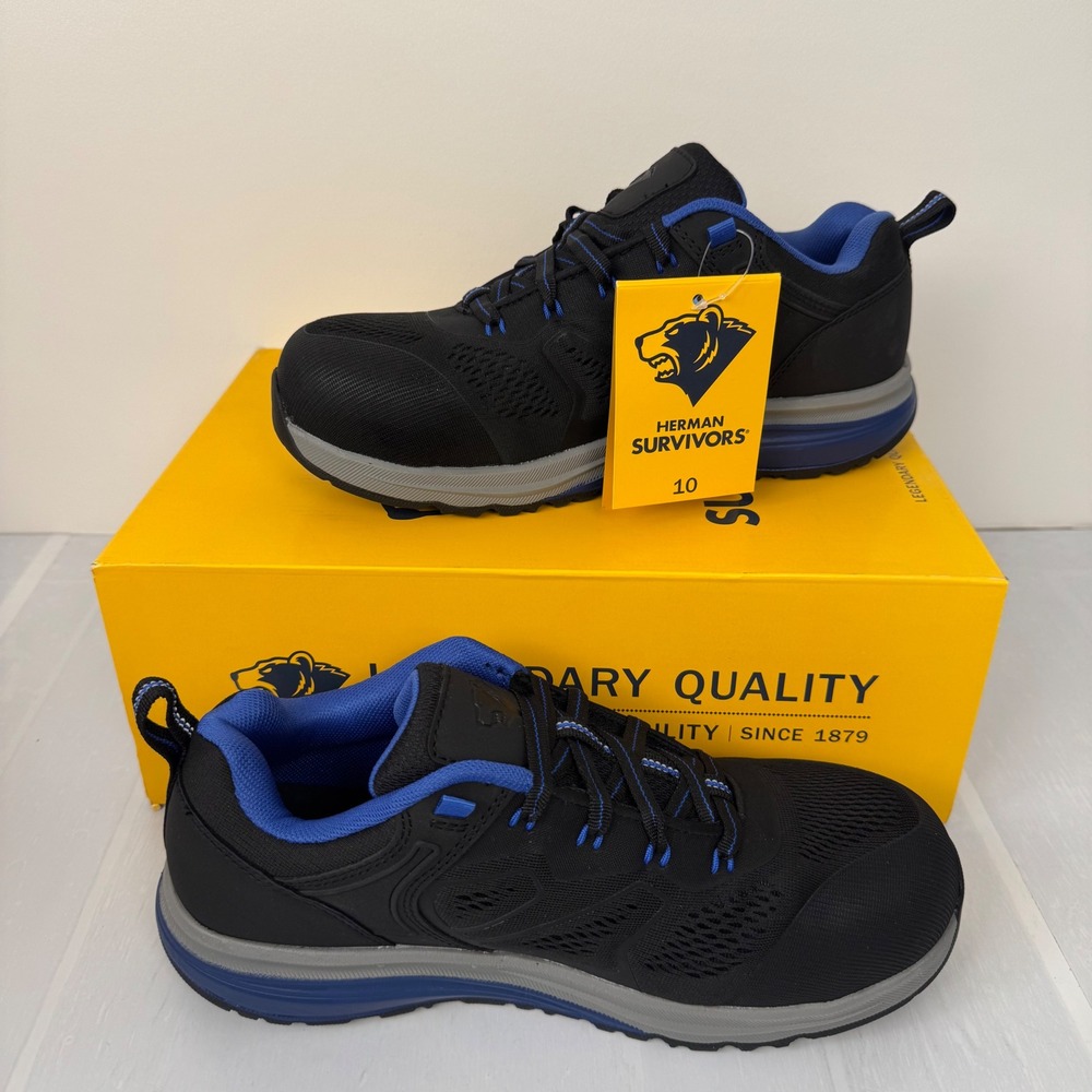 Herman Survivors Cassle Work Shoes Women Size 10 Black Blue Composite Toe Safety